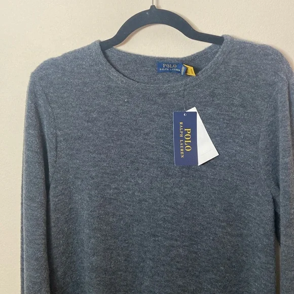 New Grey Polo Ralph Lauren Wool Dress Long Sleeve Women Large Winter Knee Length - Picture 4 of 8